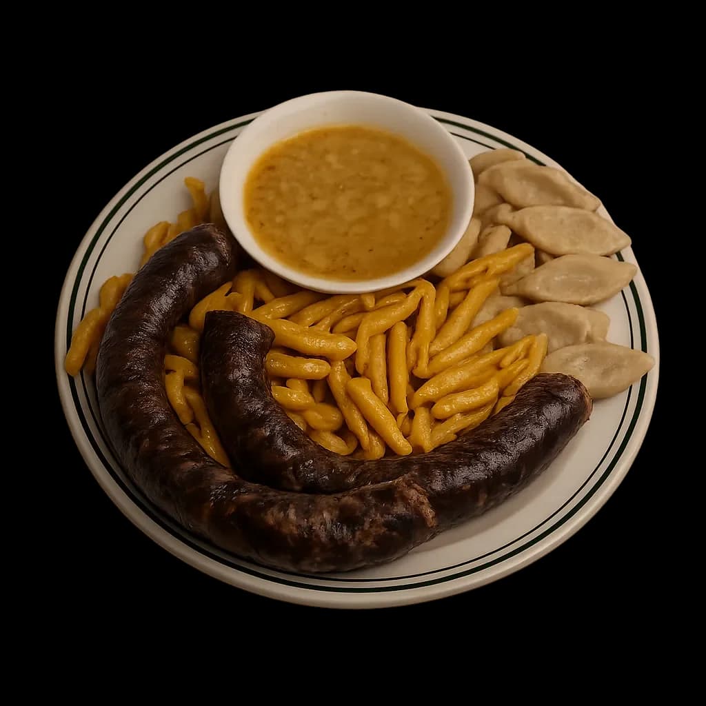 Галушки с сушеной колбасой