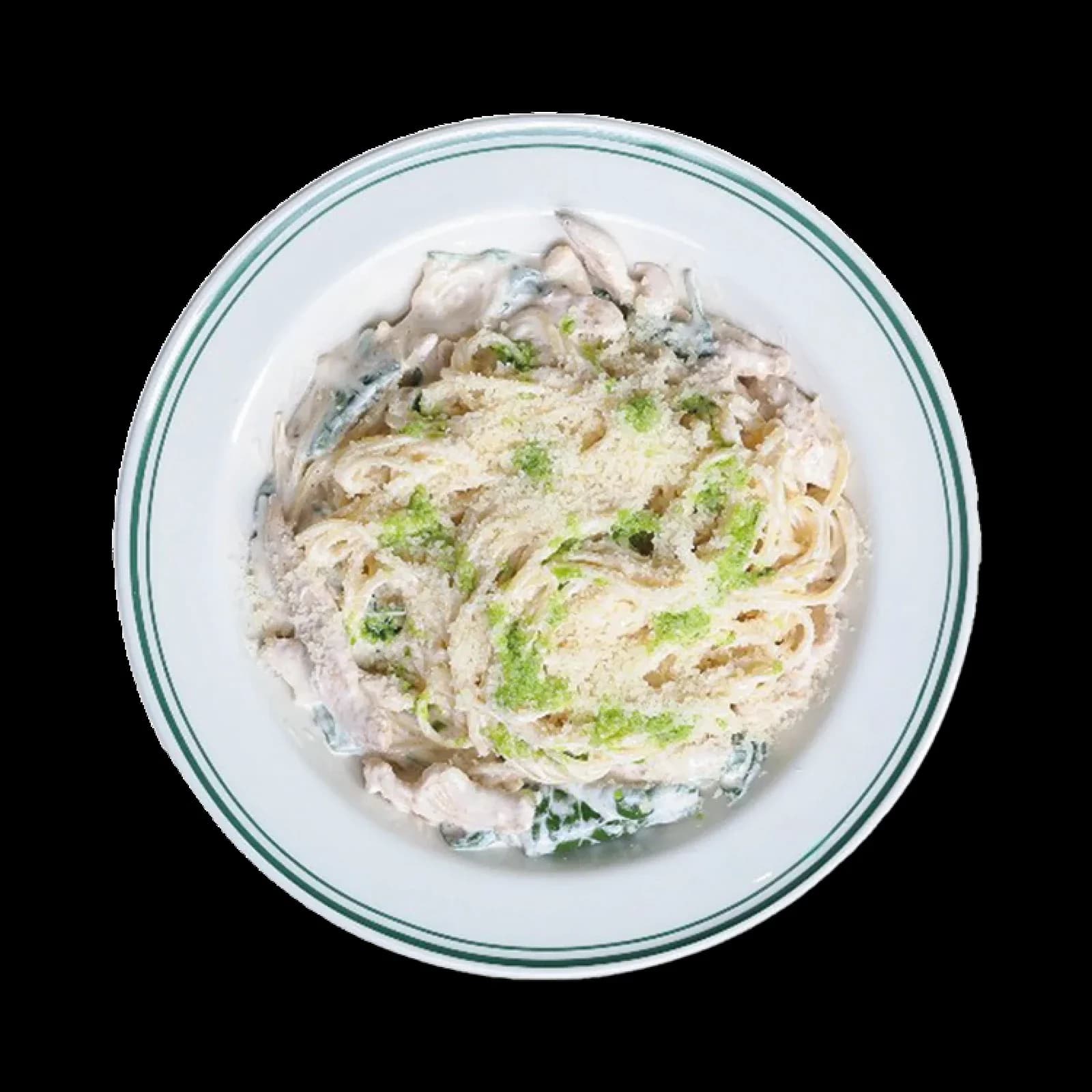 Спагетти с курицей и шпинатом